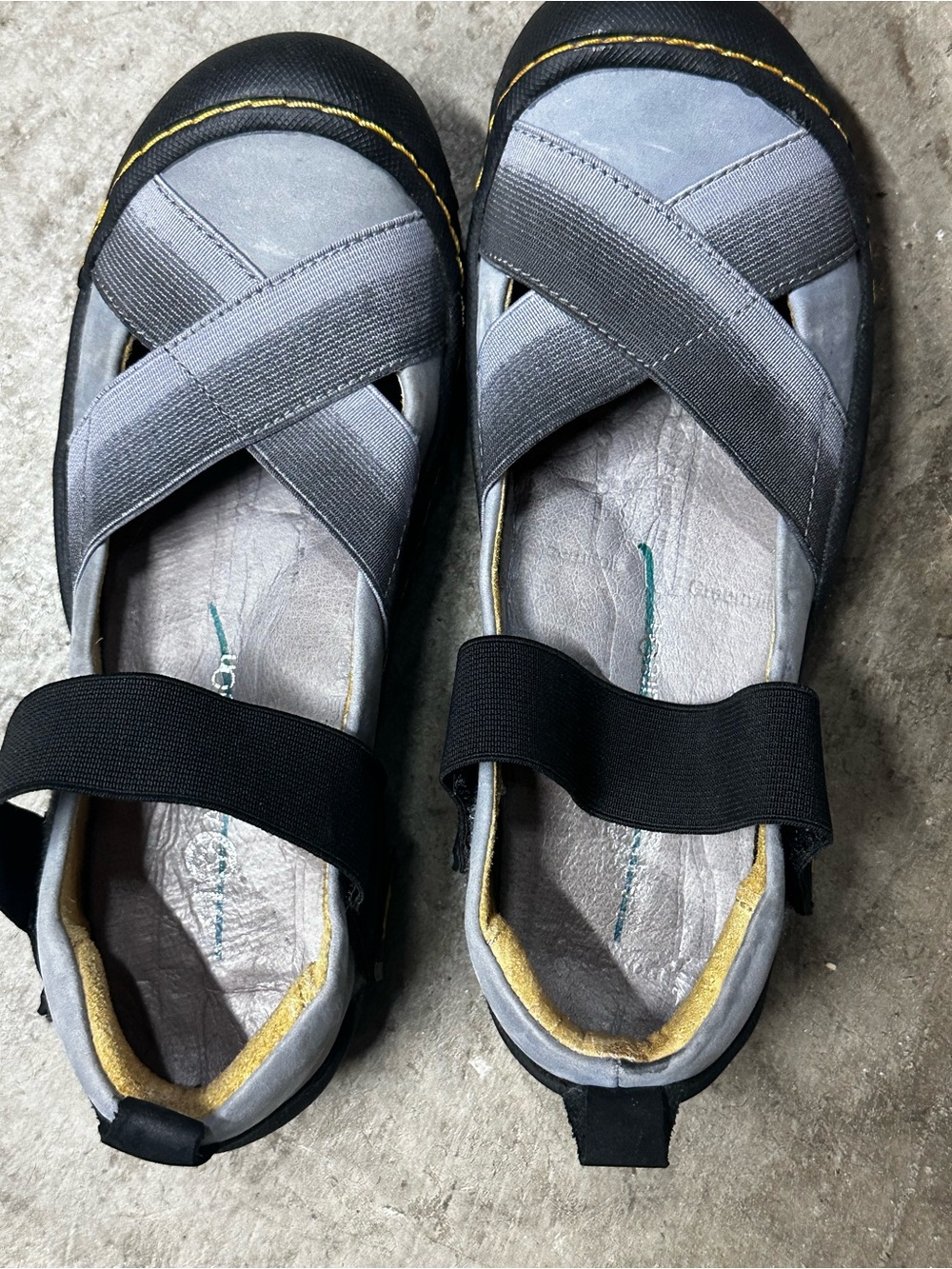J-41 Gray Slip-On Crossband Casual Flats with Black Strap